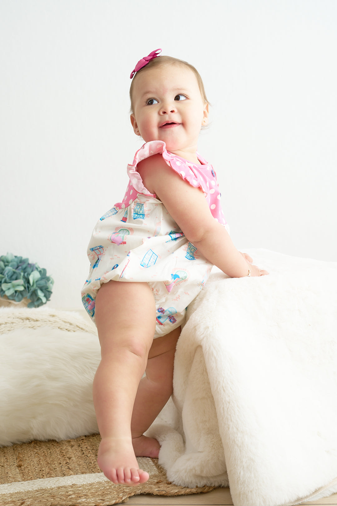 Balcony Print Dot Romper