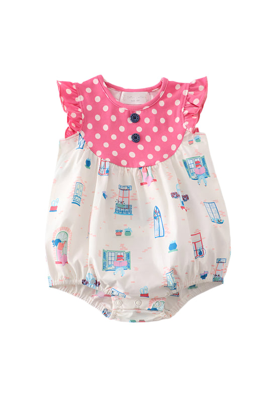 Balcony Print Dot Romper