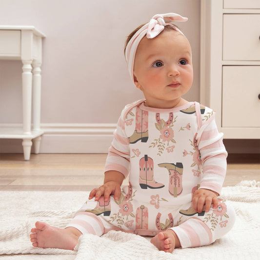 Clara Baby Girl Pink Stripe Cotton Headbands
