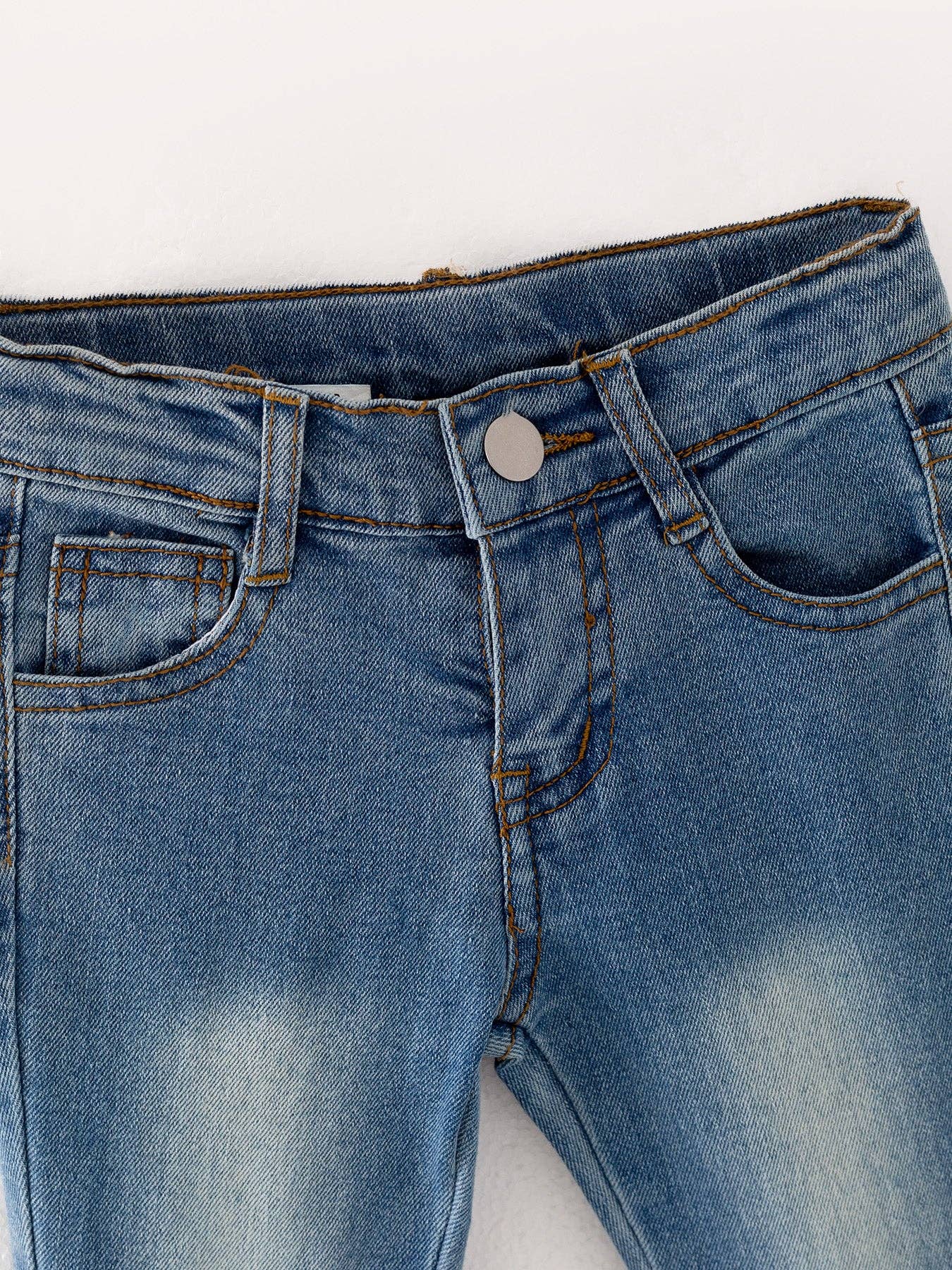 Chloe Medium Wash Double Layer Bell-bottoms Denim Jeans