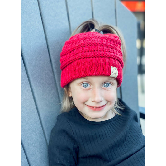 Kids Solid Classic CC Beanie Pony Tail Denim