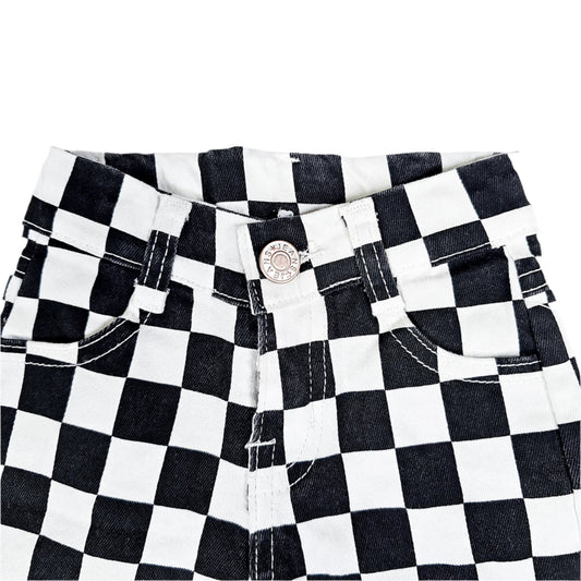 Gianna Ripped Hole Checkered Denim Pants