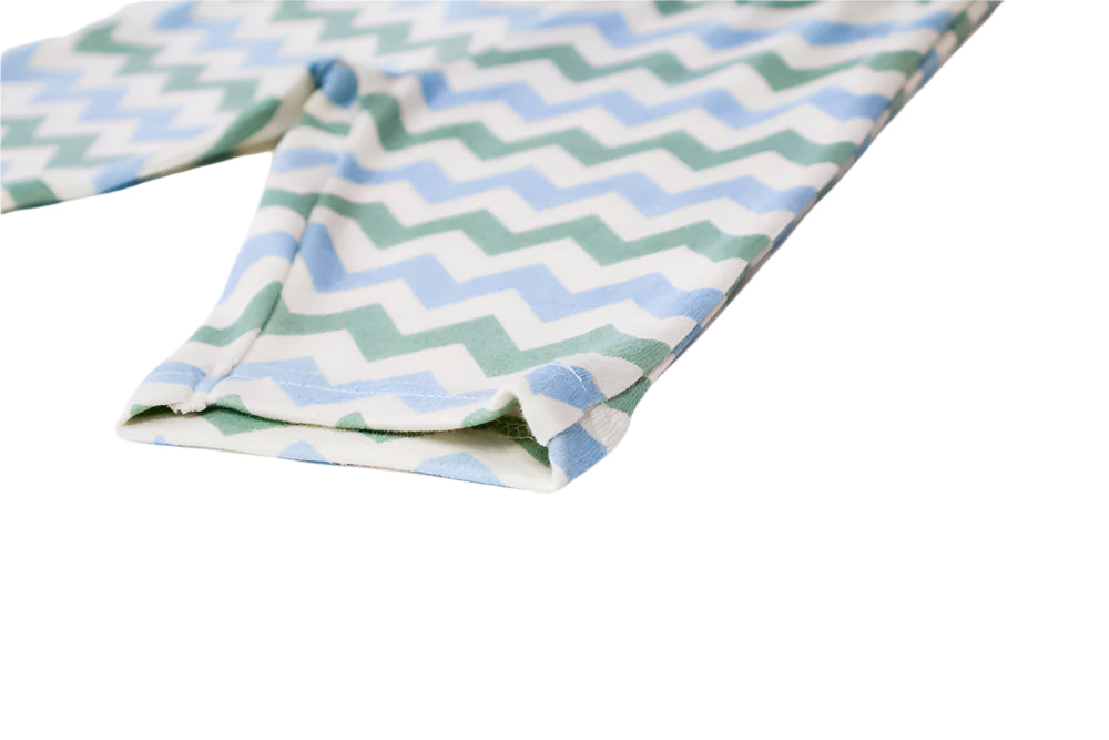 cheveronblueandgreenloungepantsleg