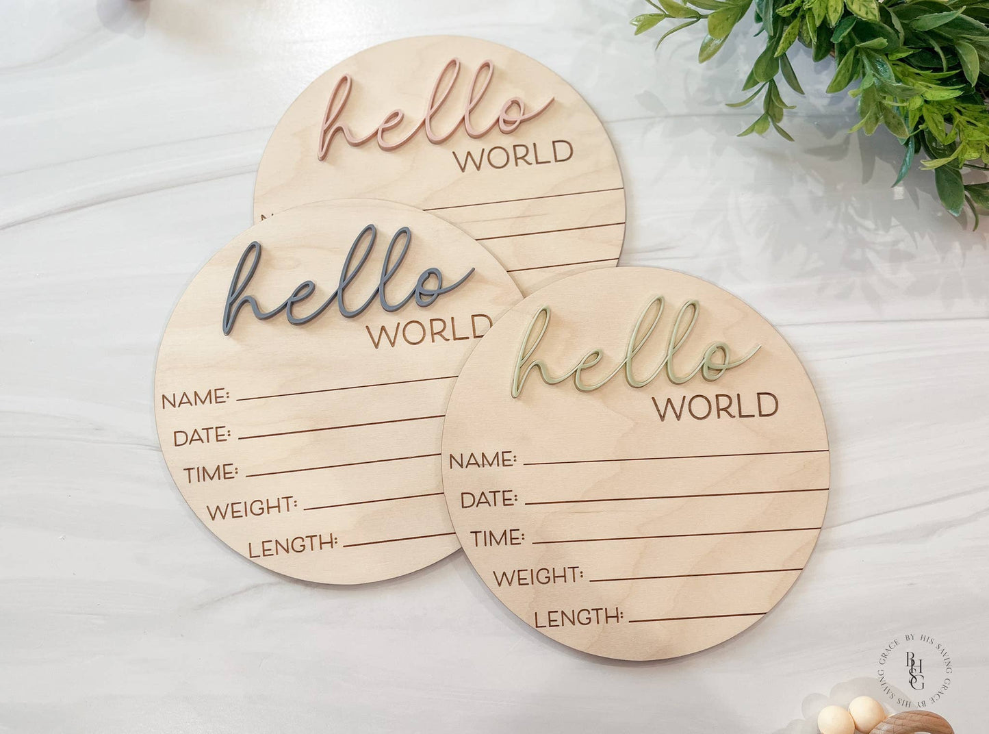 Birth Announcement Wood Sign - Blush