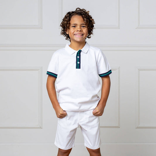 Ethan Organic Pique Polo: White
