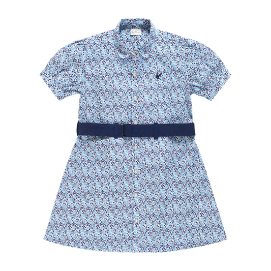 Sophie Blue Floral Dress With Belt