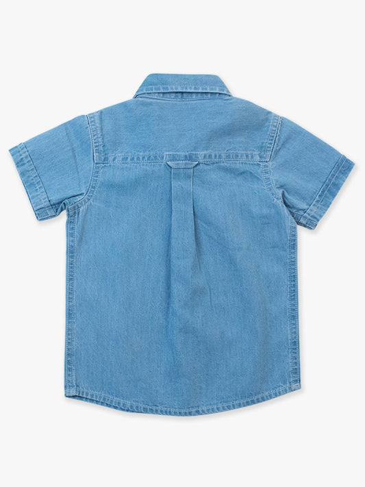 Sebastian Light Wash Denim Short Sleeve Button Down Shirt