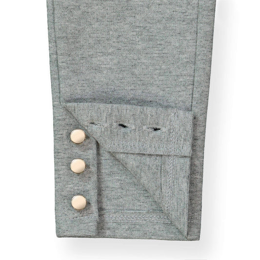 Gray leggings with buttons on a white background