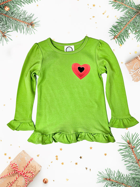 Ivy Girl's "Growing Heart" Long Sleeve Ruffle Tee