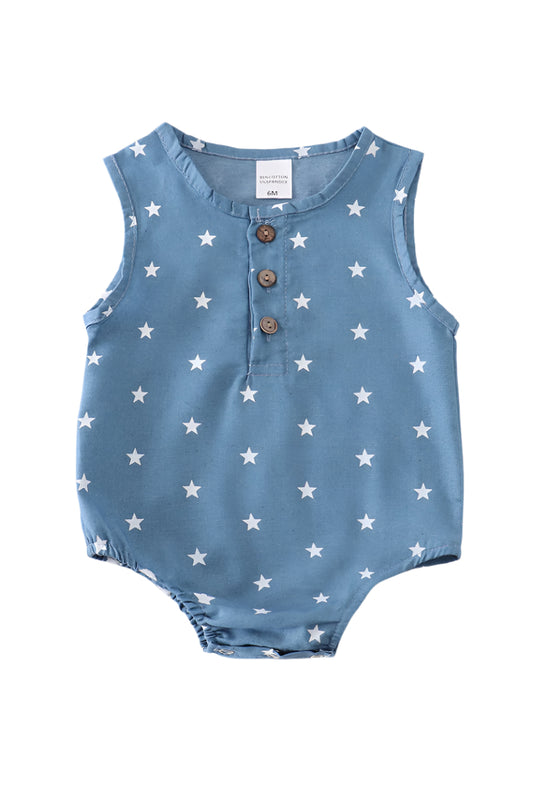 Navy Star Print Boy Romper