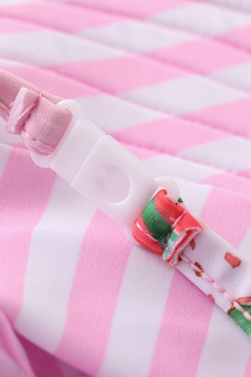 White and Pink Stripe Strawberry Sun Hat