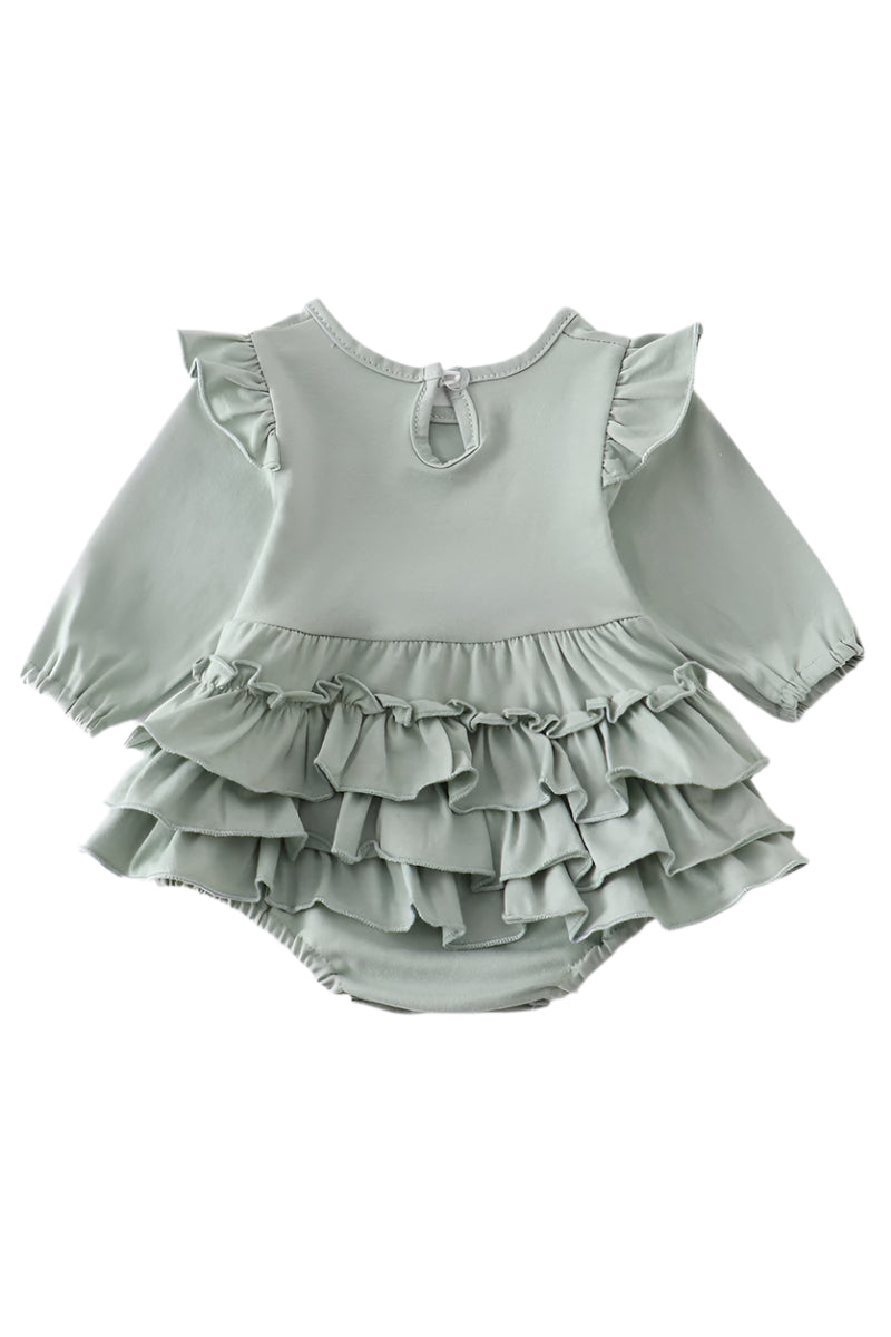Sage Ruffle Girl Romper