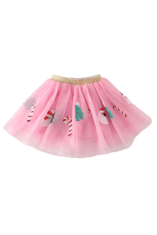Mila Pink Christmas Sequin Tutu Skirt
