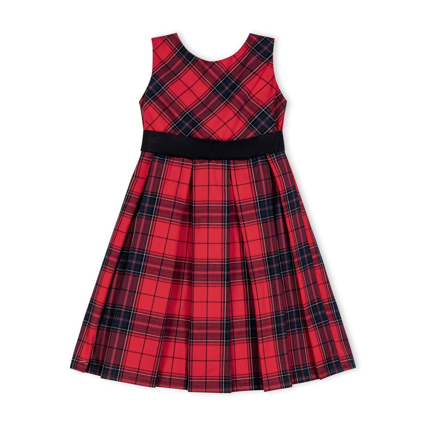 Red and black plaid dress on a white background