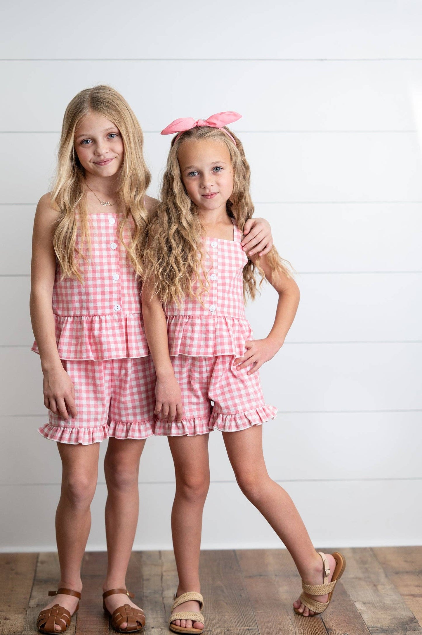 Naomi Pink Check Gingham Spring Short Set