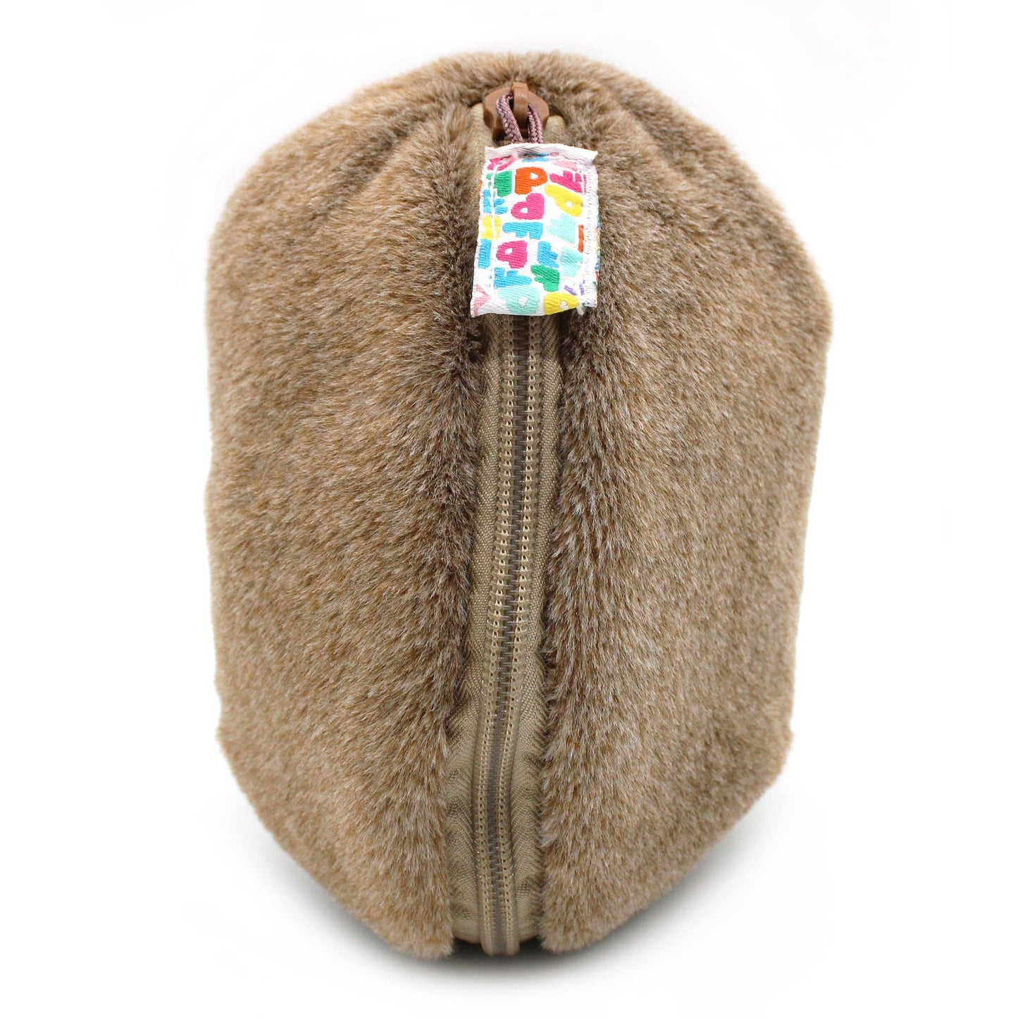 Coconut pouch with a colorful tag on a white background