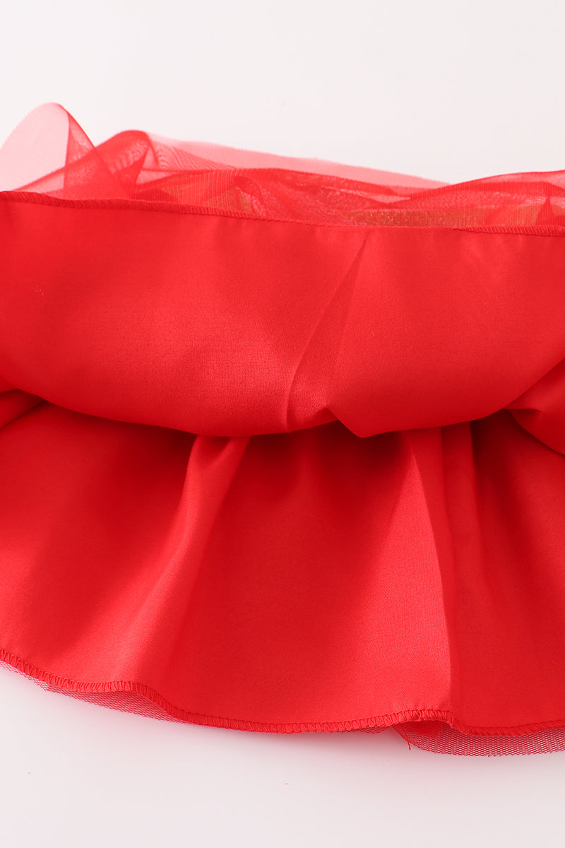 Mila Red Christmas Sequin Tulle Skirt