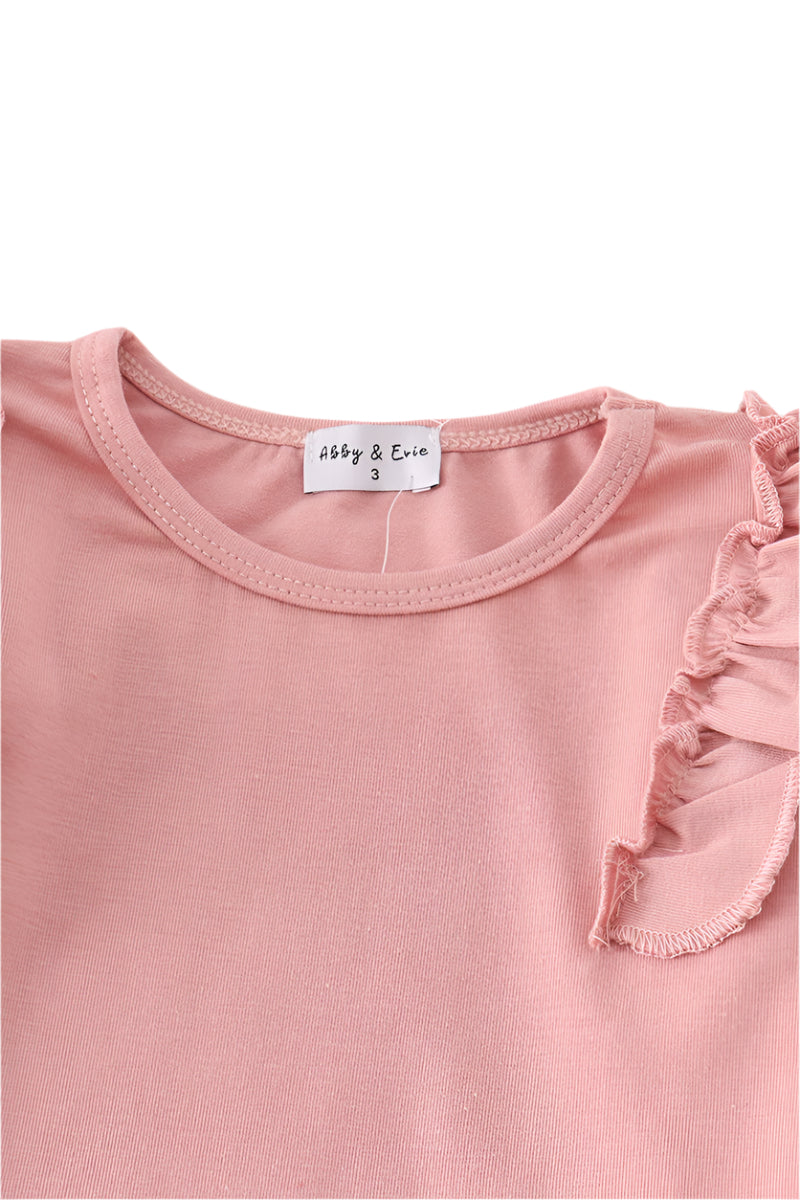 Pink Floral Ruffle Skort Set