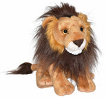 Plush lion toy on a white background