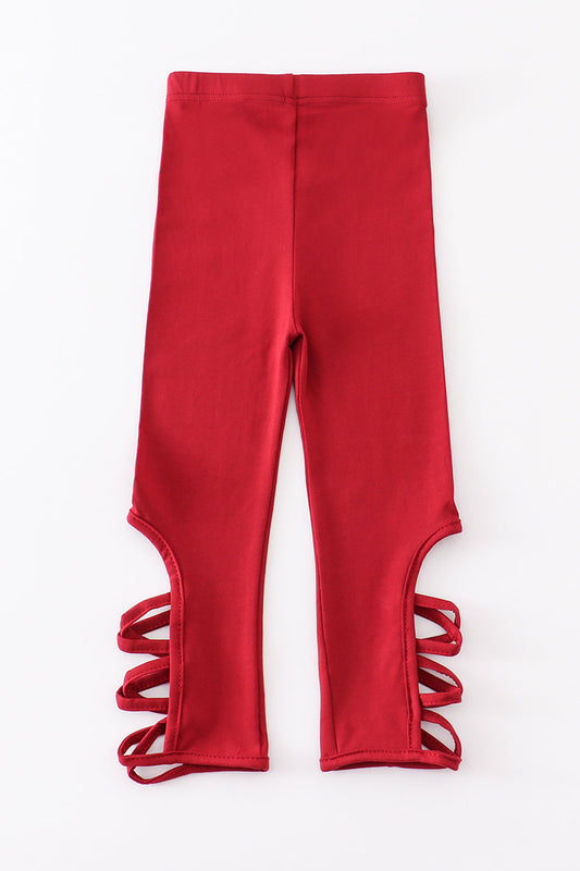 Red Hollow Out Leggings