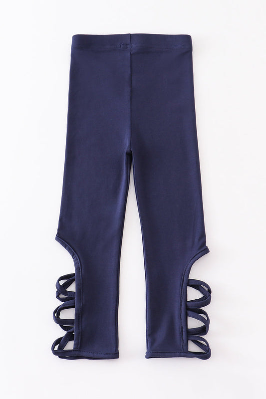 Navy Hollow Out Leggings