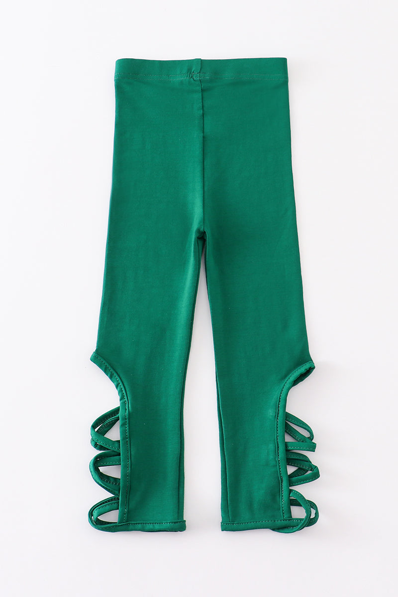 Green Hollow Out Leggings