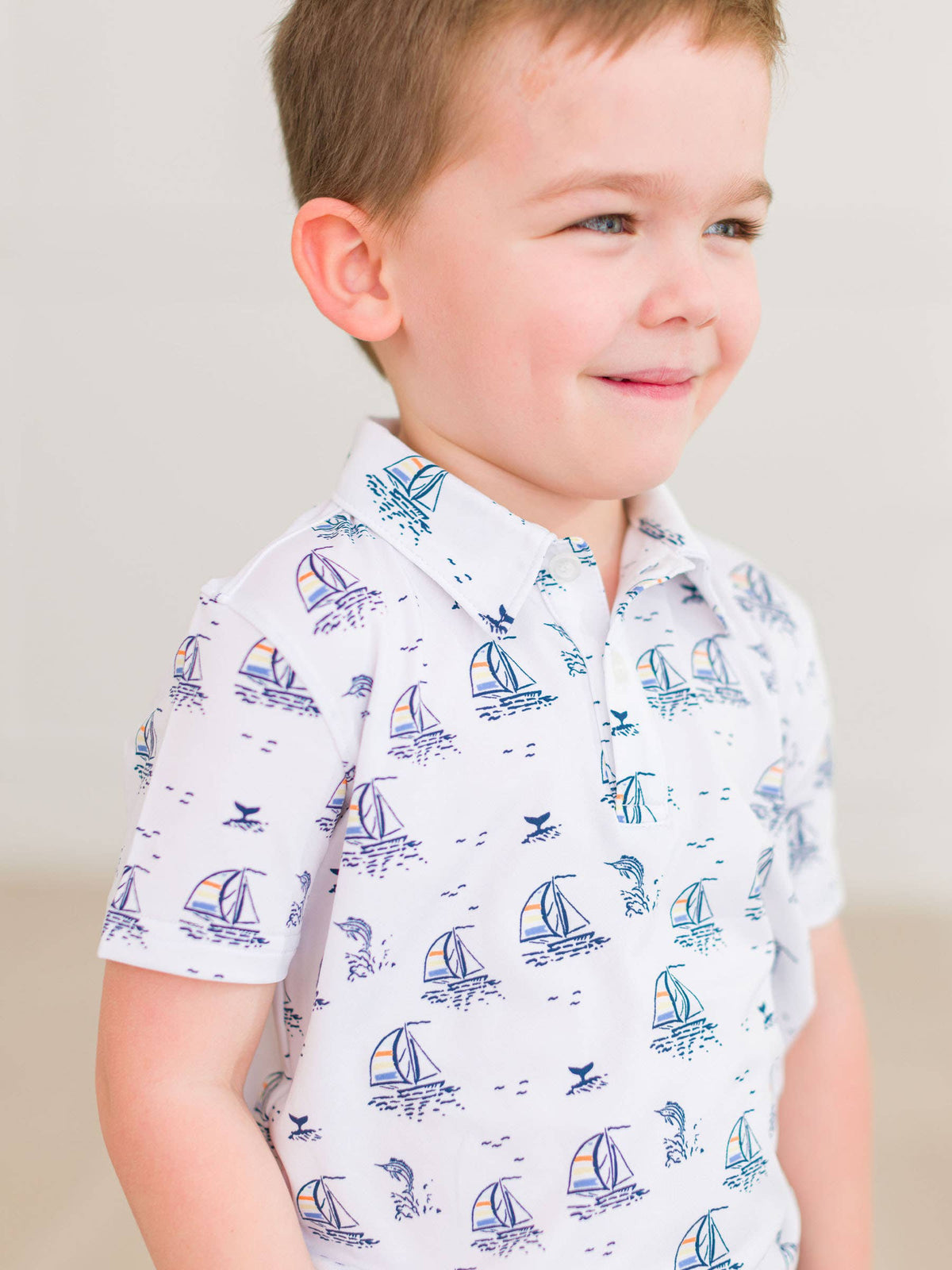 Elias Boys Sailing the Seas Knit Short Sleeve Performance Polo
