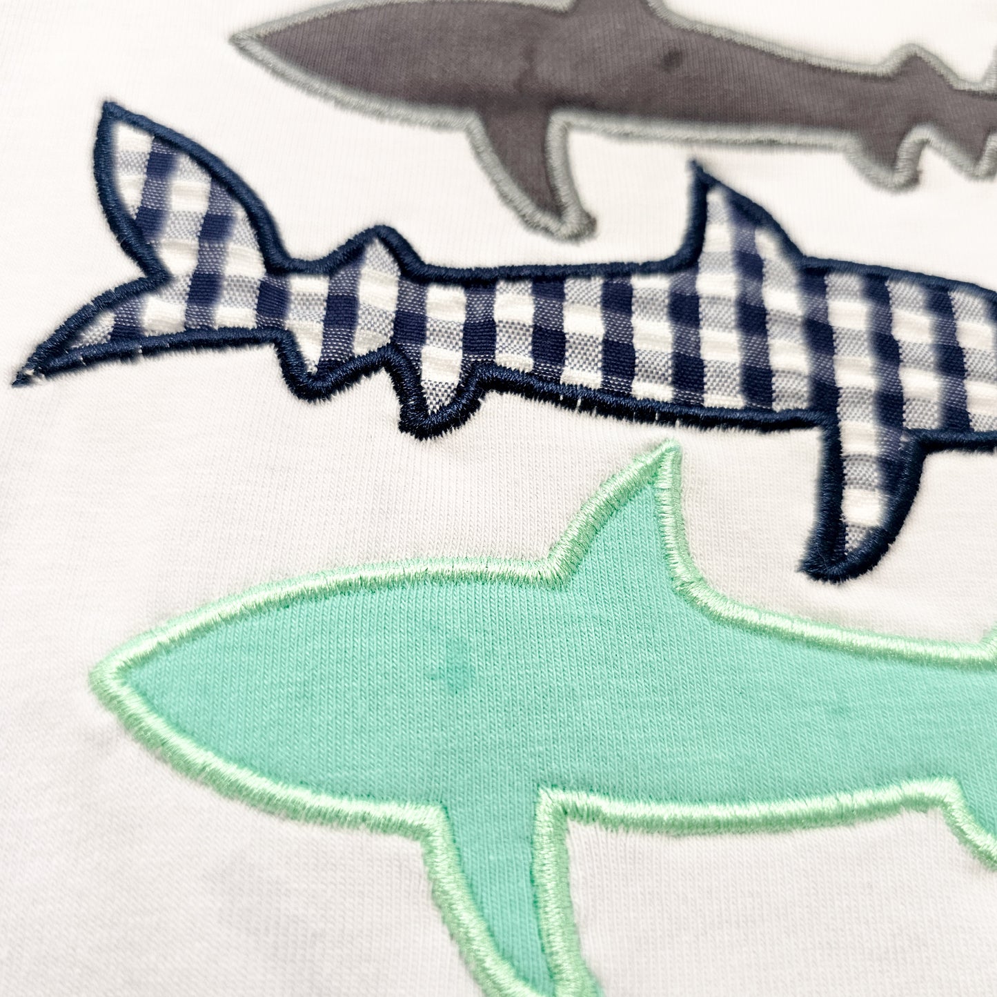 Embroidered Shark Short Set