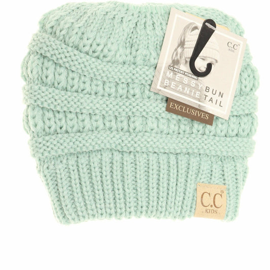 Kids Solid Classic CC Beanie Pony Tail Mint