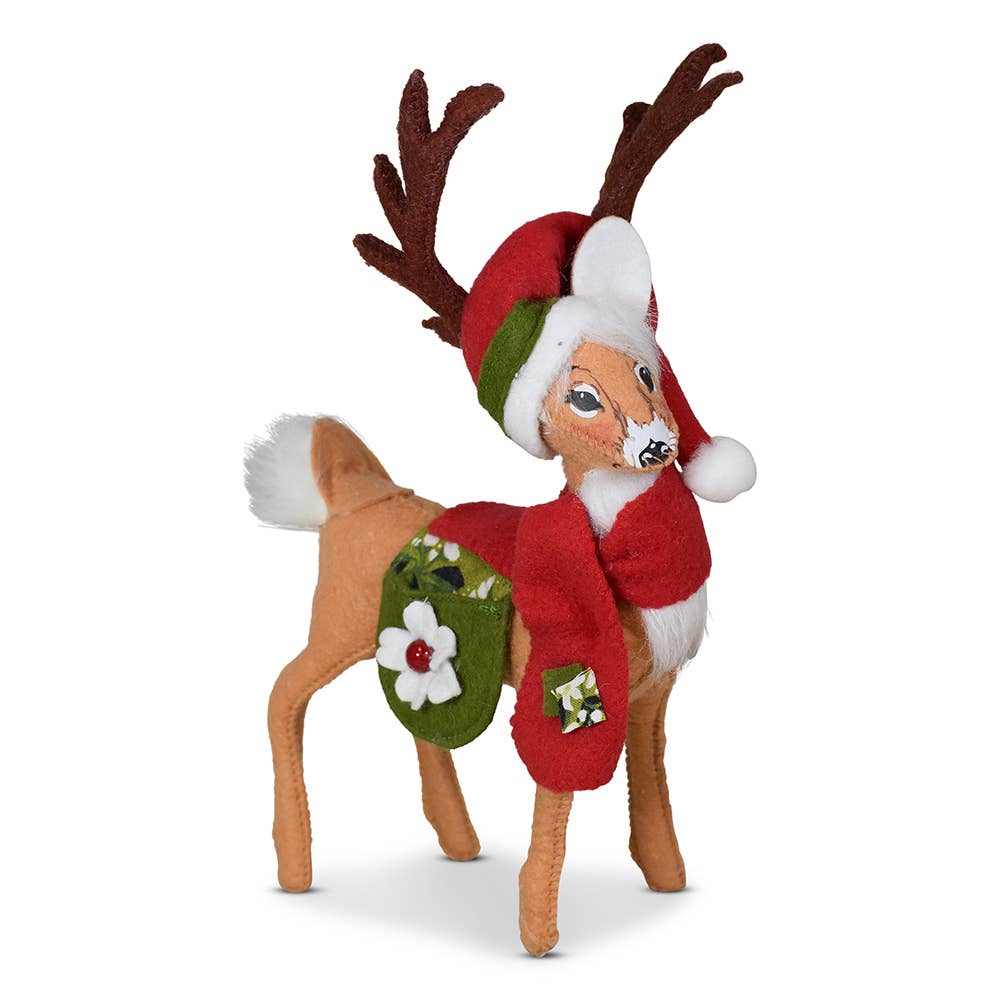 Annalee 8-inch Winter Blooms Reindeer felt Christmas doll