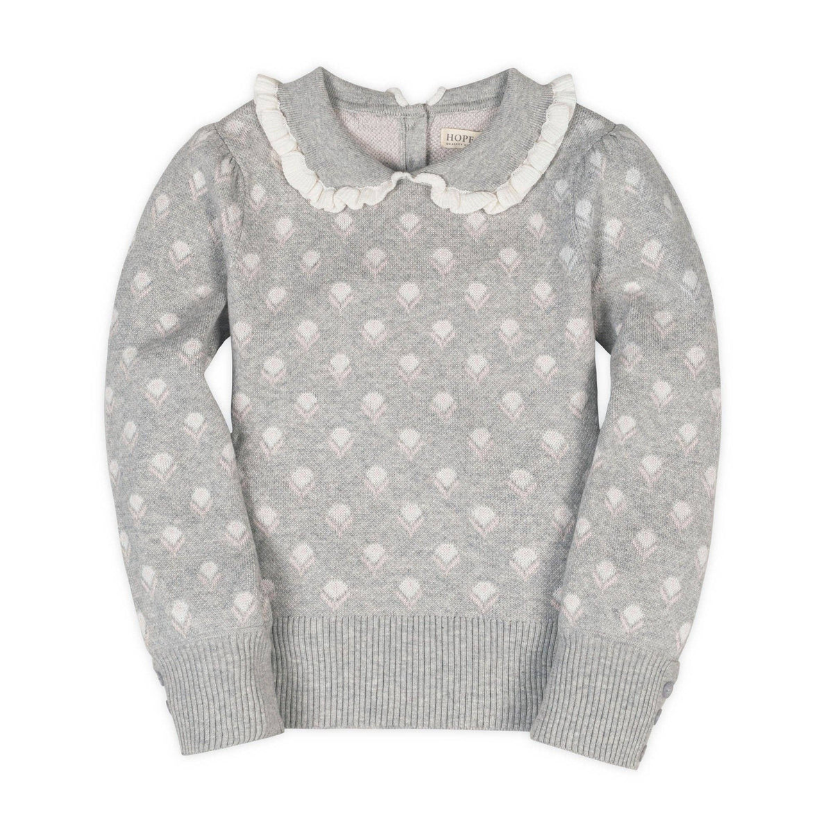 Gray sweater with white heart pattern on a white background