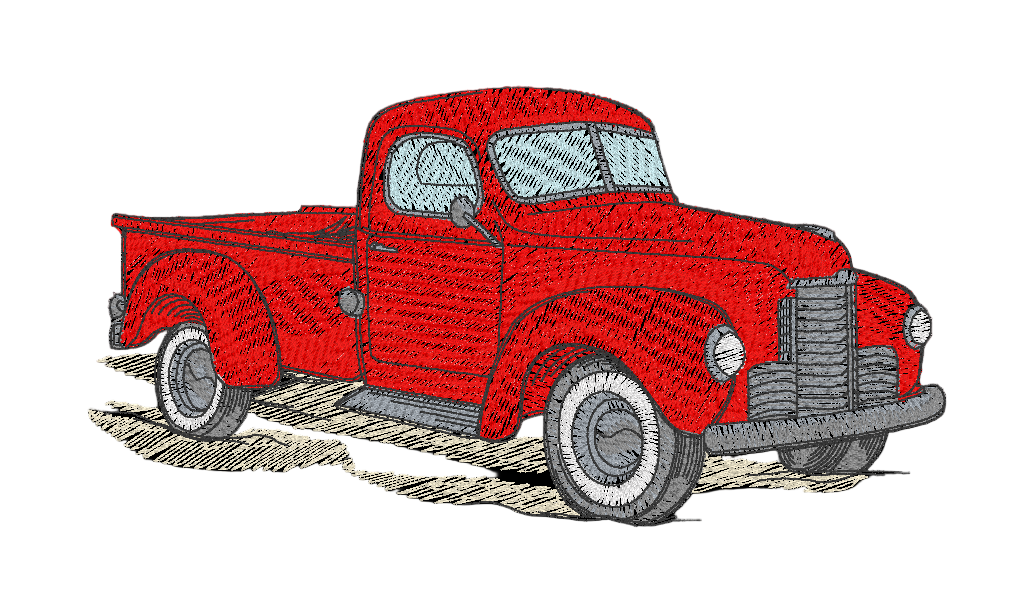 Red vintage truck illustration on a white background