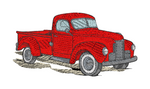 Red vintage truck illustration on a white background