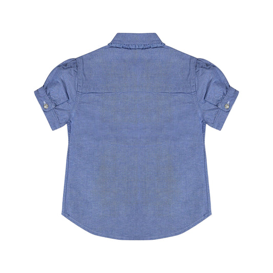Bella Blue Ruffle Collar Shirt