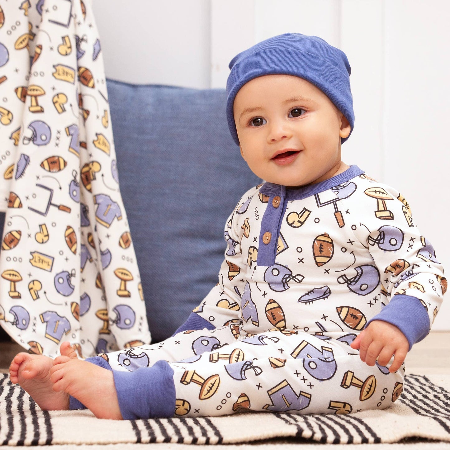 Waylon Touchdown Bamboo Henley Football Romper