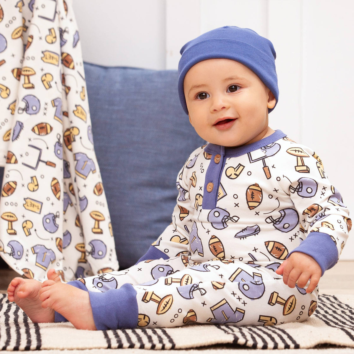 Waylon Touchdown Bamboo Henley Football Romper