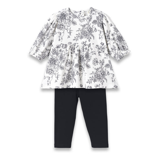 Gabriella Petale'  Baby Girl Bamboo Toile Top & Leggings