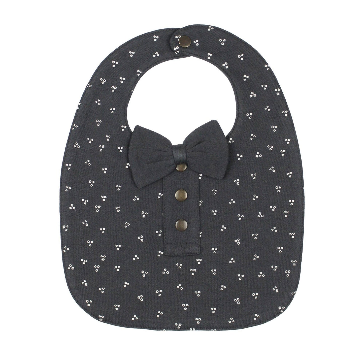 Charcoal Dots Organic Double-Layer Bowtie Bib