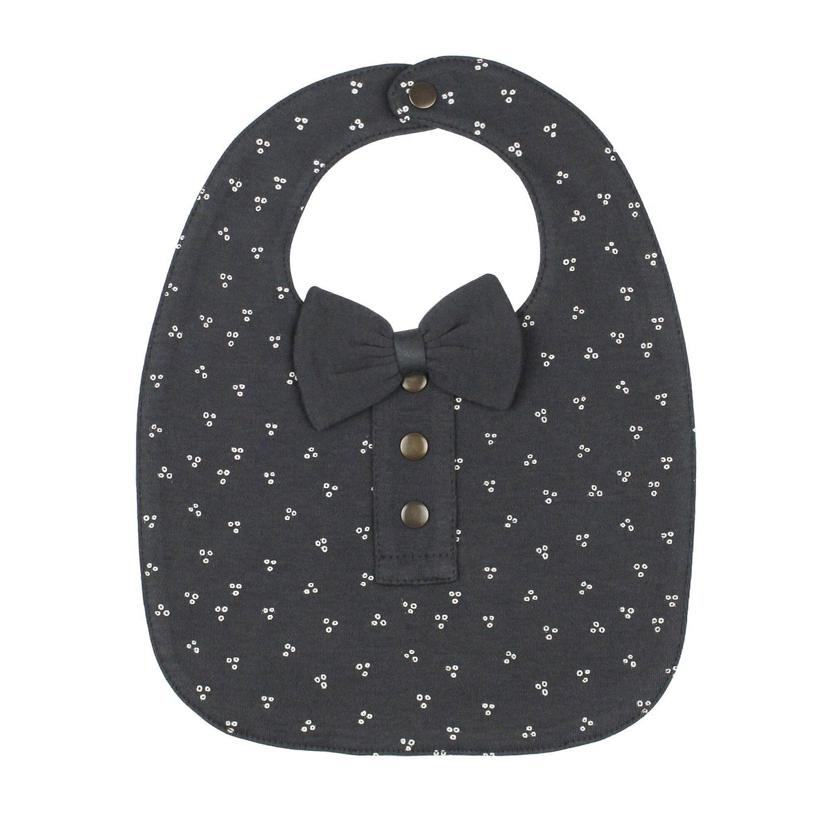 Charcoal Dots Organic Double-Layer Bowtie Bib