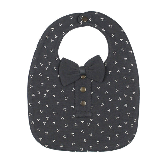 Charcoal Dots Organic Double-Layer Bowtie Bib