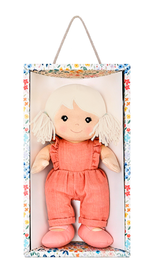 Apple Park Kids Chloe organic cotton velour doll with blonde hair