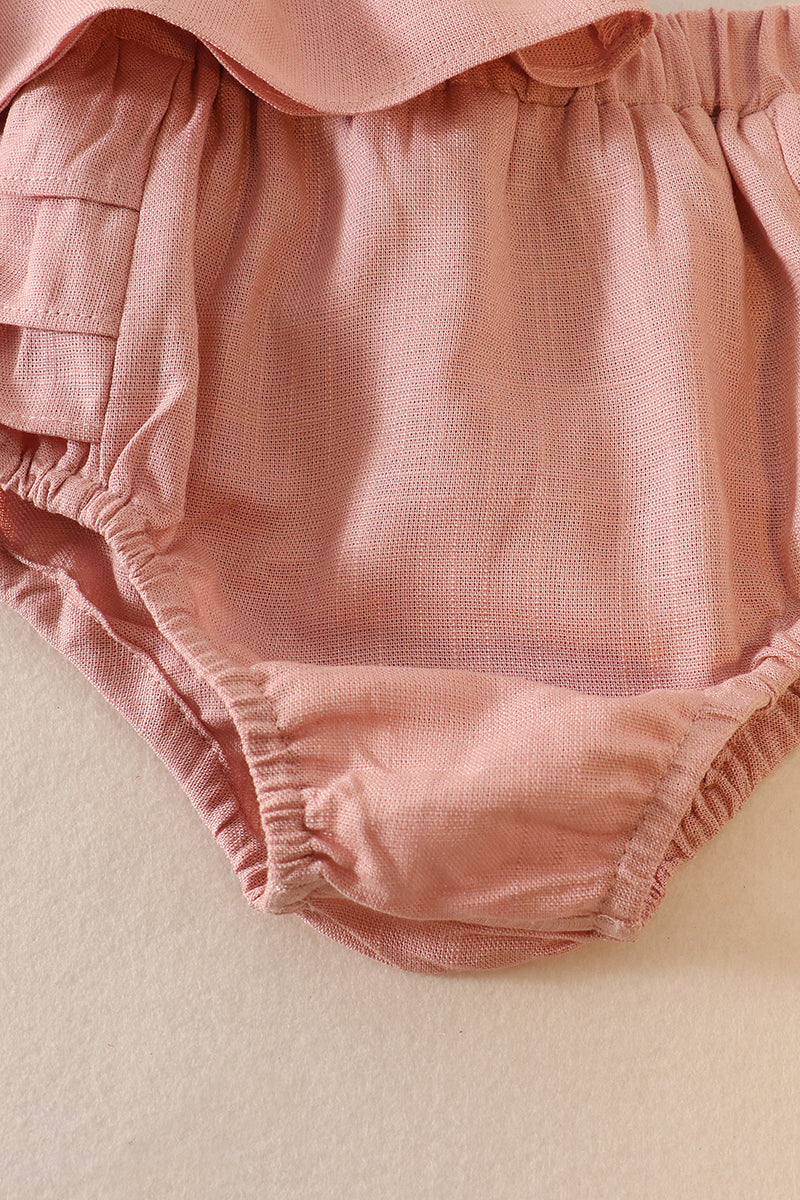 Pink Linen Ruffle Set