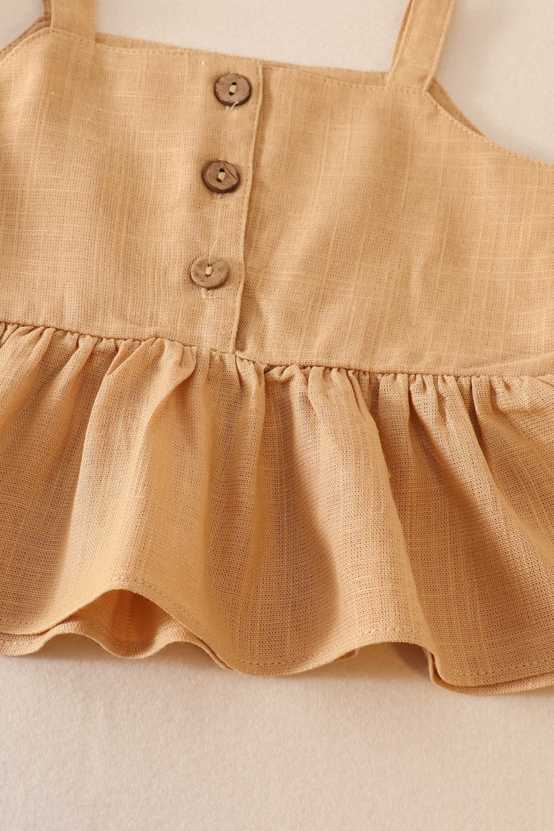 Beige Linen Ruffle Set