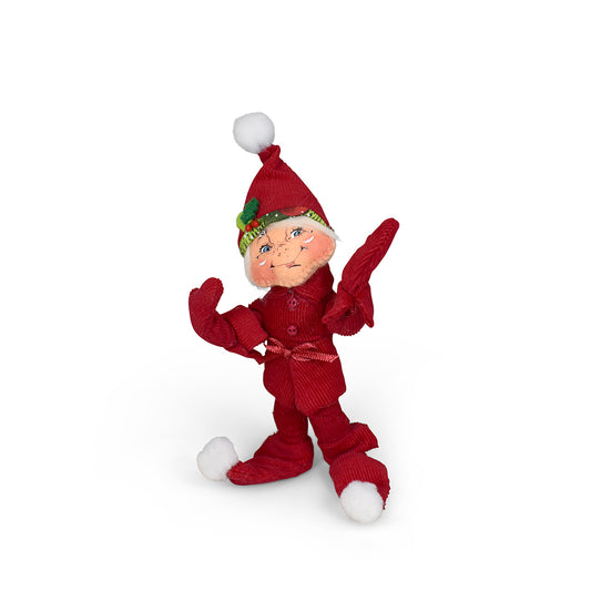 Annalee 5in Yuletide Red Elf with a quirky grin dressed in red