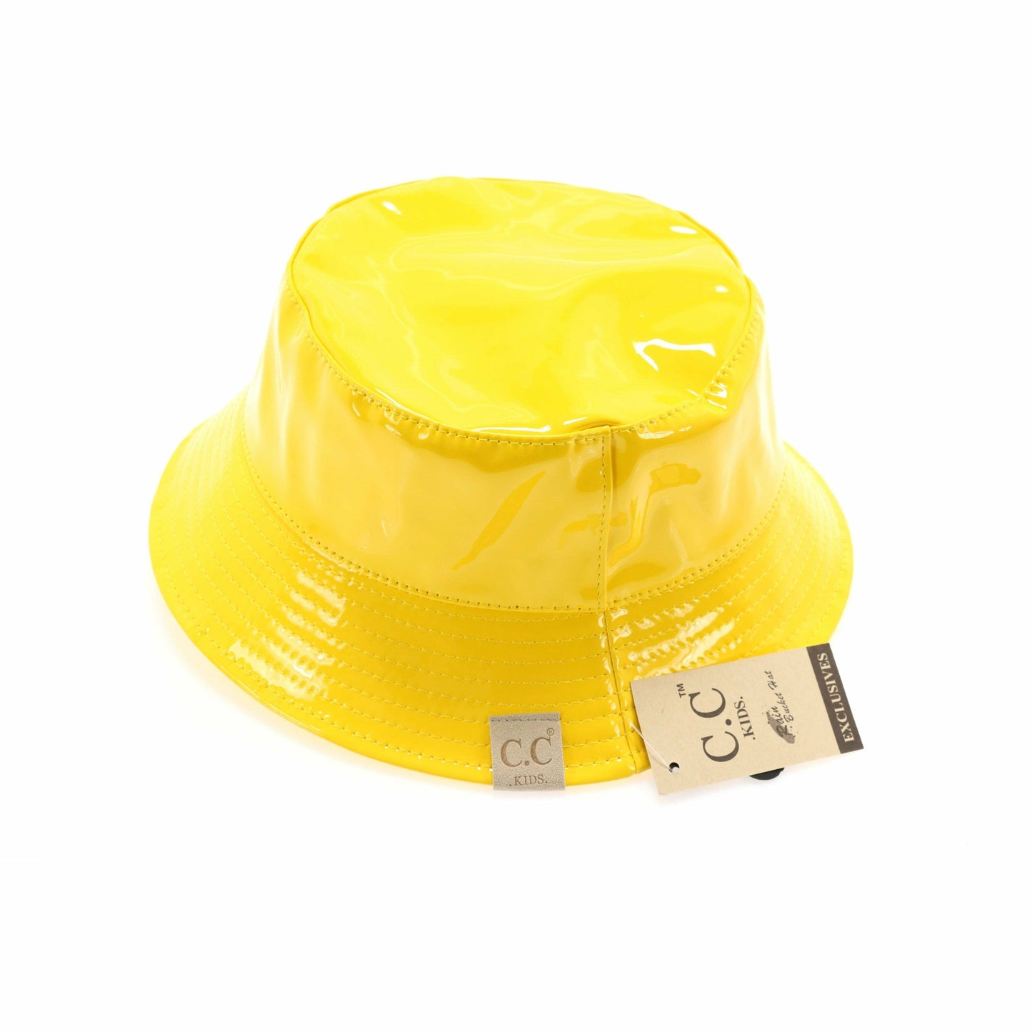 Kids Shiny Rain Bucket Hat: Yellow