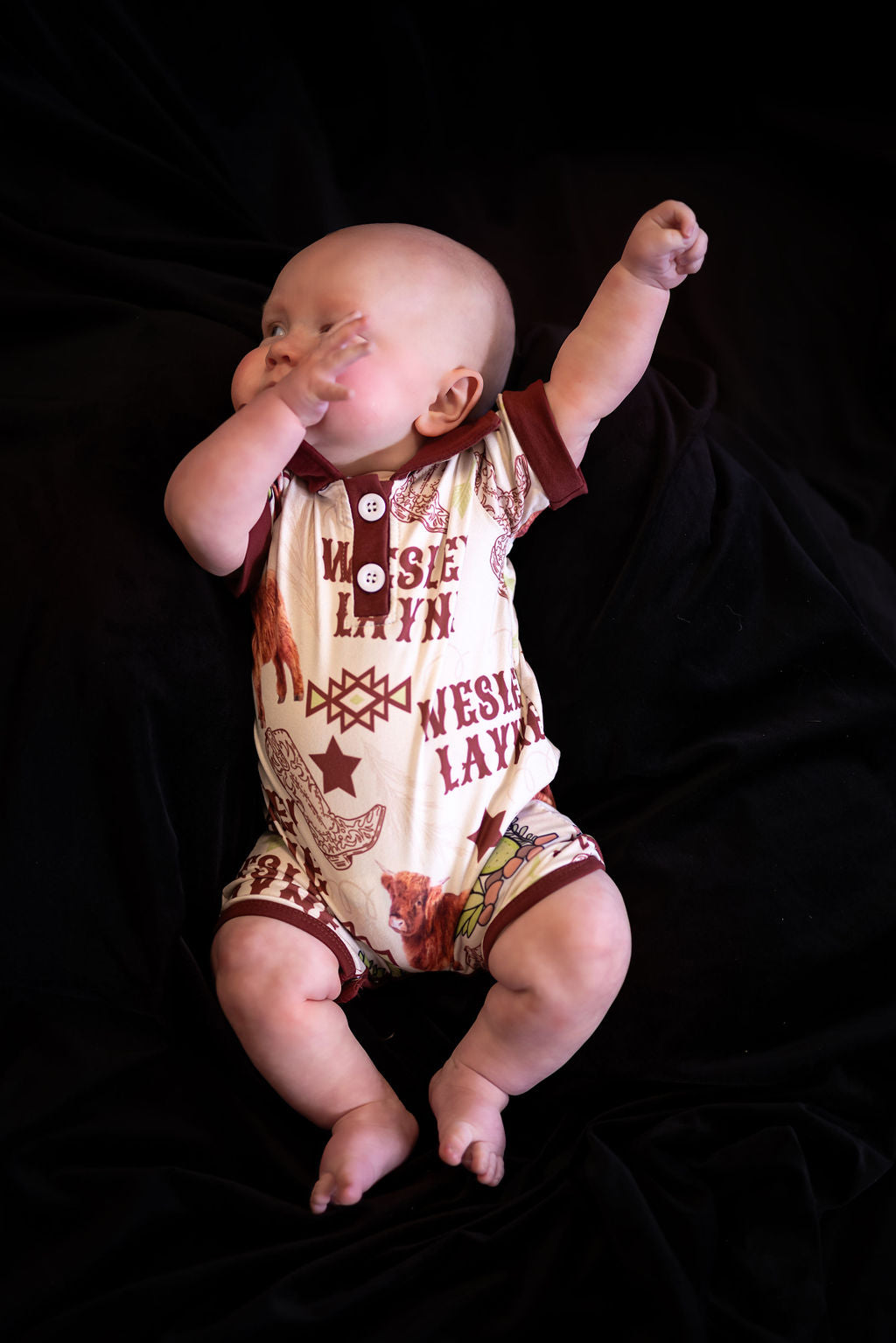 Highland Cow and Aztec Baby Romper