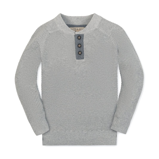 Oliver Organic Sweater Henley with Elbow Patches