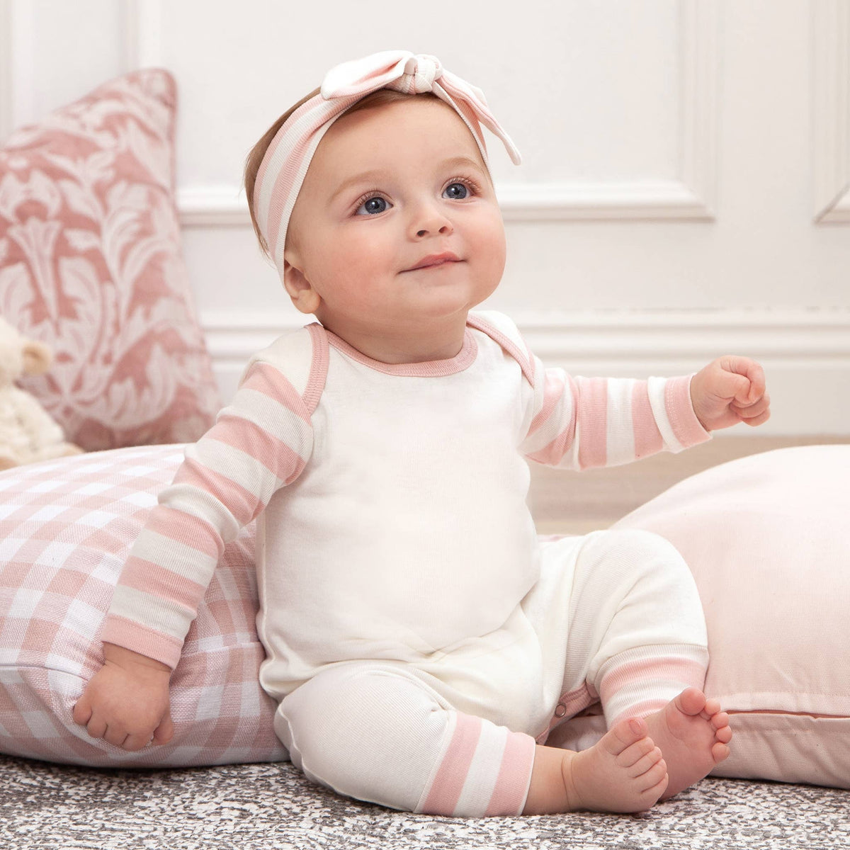 Anna Pink Stripped Cotton Rompers