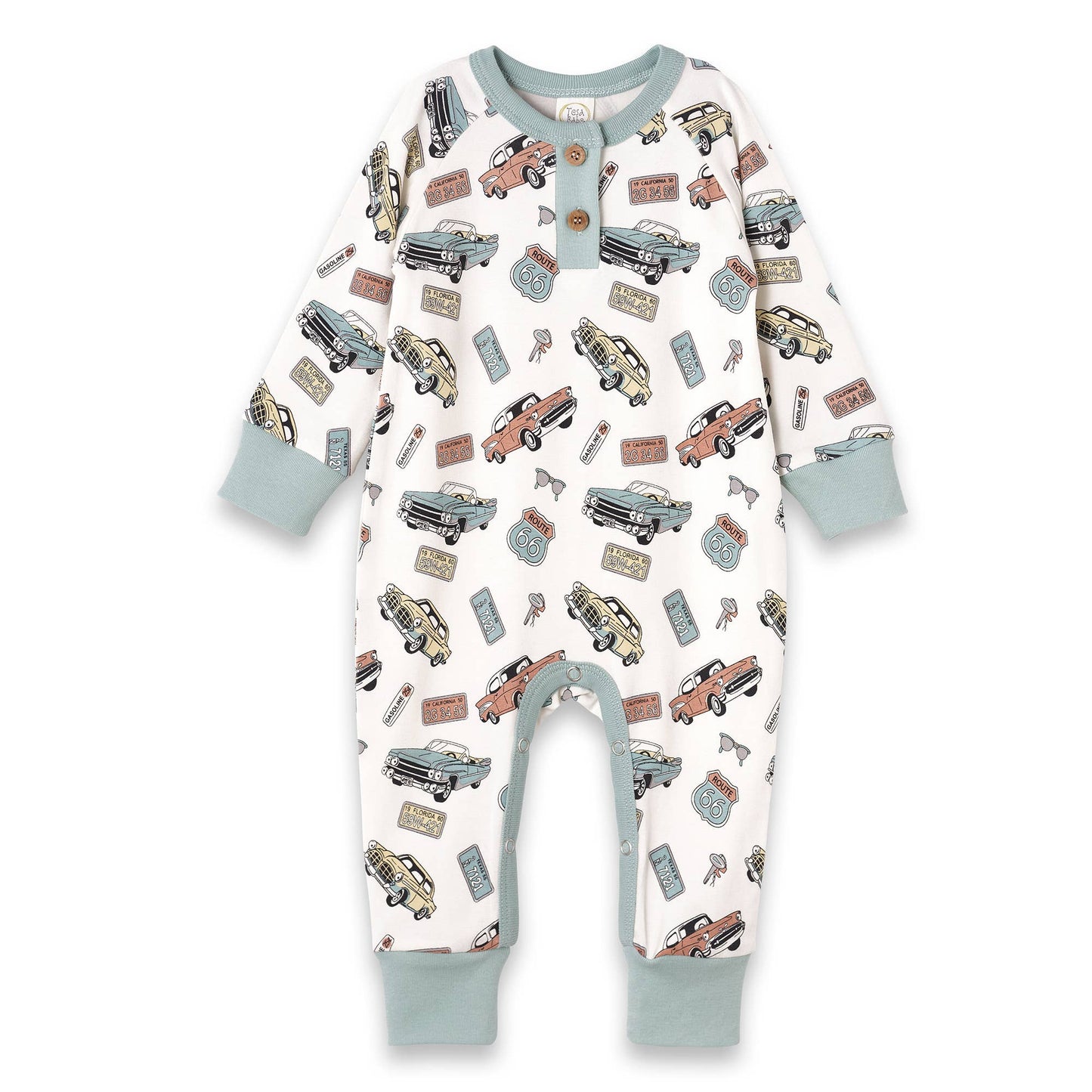 Logan Route 66 Bamboo Vintage Cars Henley Romper