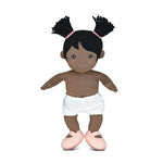 Apple Park Kids Mia soft doll in a dusty rose organic cotton dress, additional view